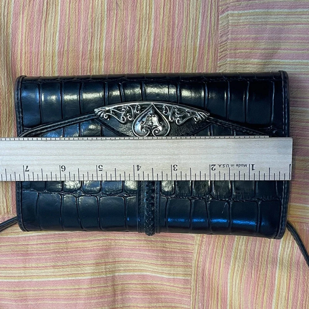 Brighton Black Leather Embossed Crossbody Purse - Picture 9 of 11
